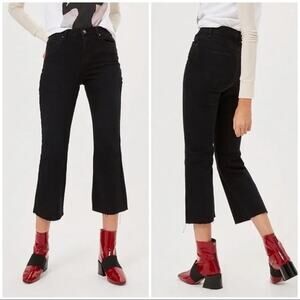 Topshop Moto Dree Cropped Kick Flare Jeans size 32 Raw Hem